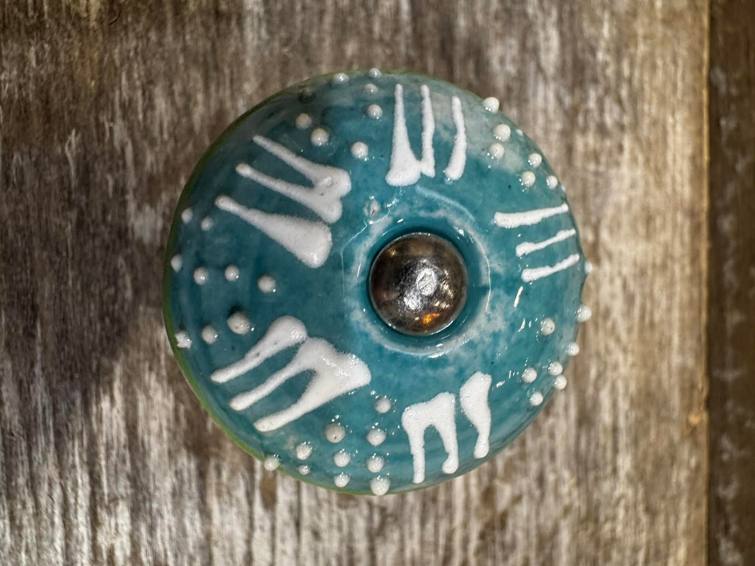 KNOB PORCELAIN GREEN/BLUE