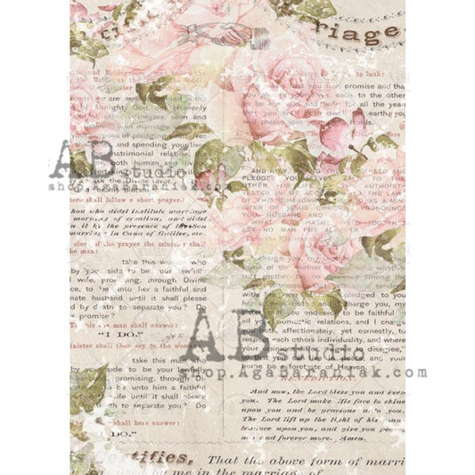 AB Studios Rice Paper A4 Book Page Floral