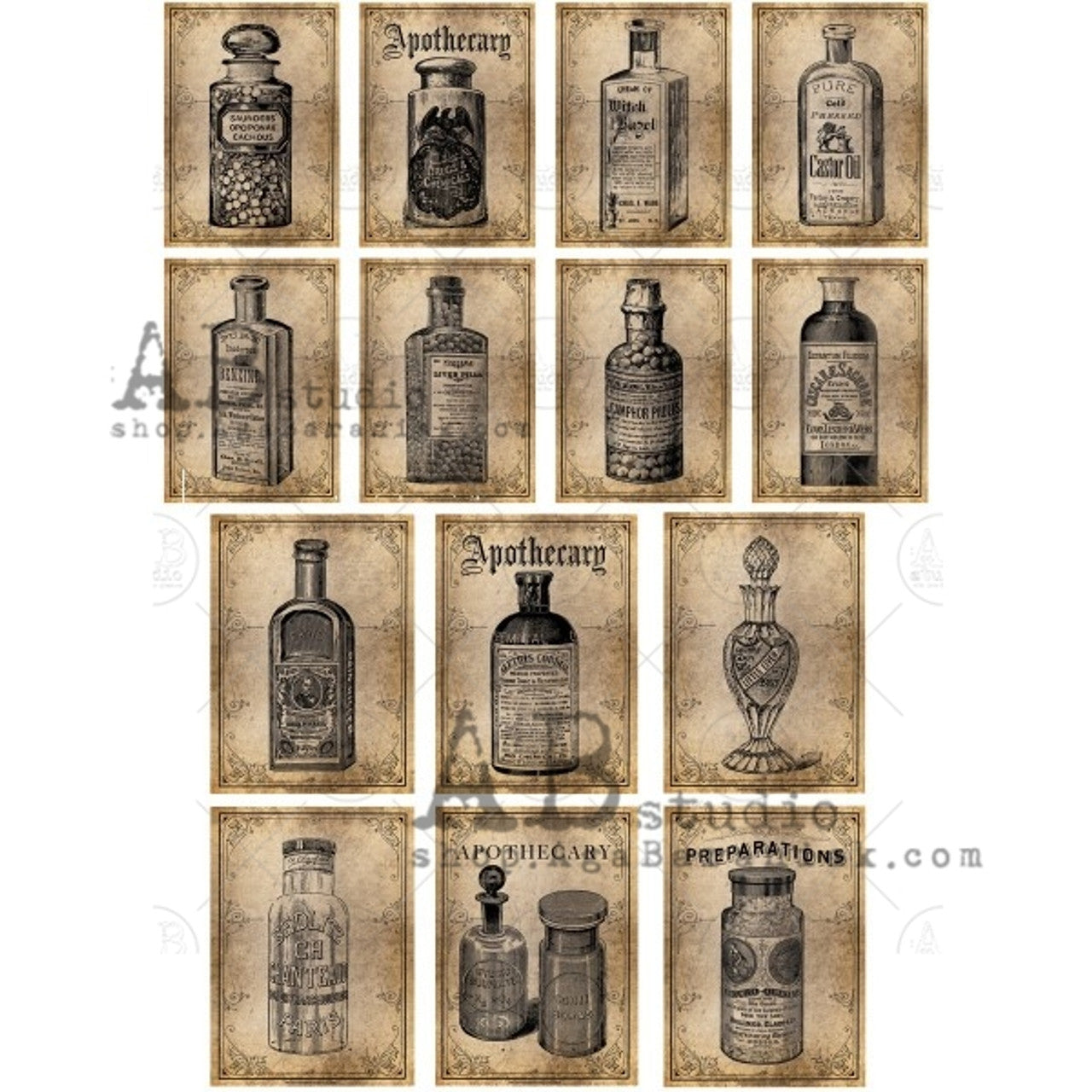 Antique Rice Label AB Studios Rice Paper A4 Vintage Labels 0353 * – Re.defined For You