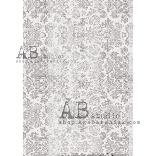 DECOUPAGE QUEEN-Rice Paper A4 Gray and White Lace #517