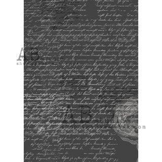 AB Studios Rice Paper A4 Black and White Script #633