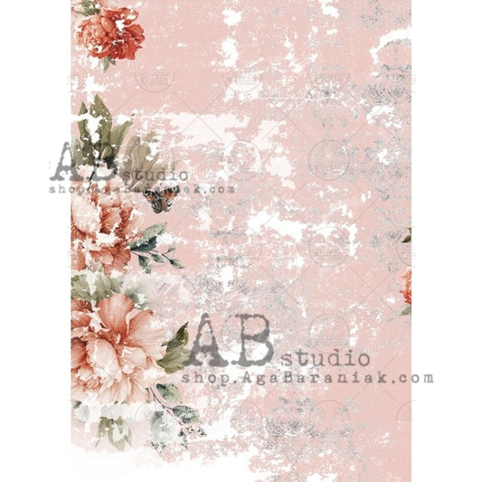 AB Studios Rice Paper A4 Pink Grunge #685