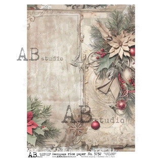 AB Studios Festive Greenery Journal Page Christmas A4 Rice Paper 5732