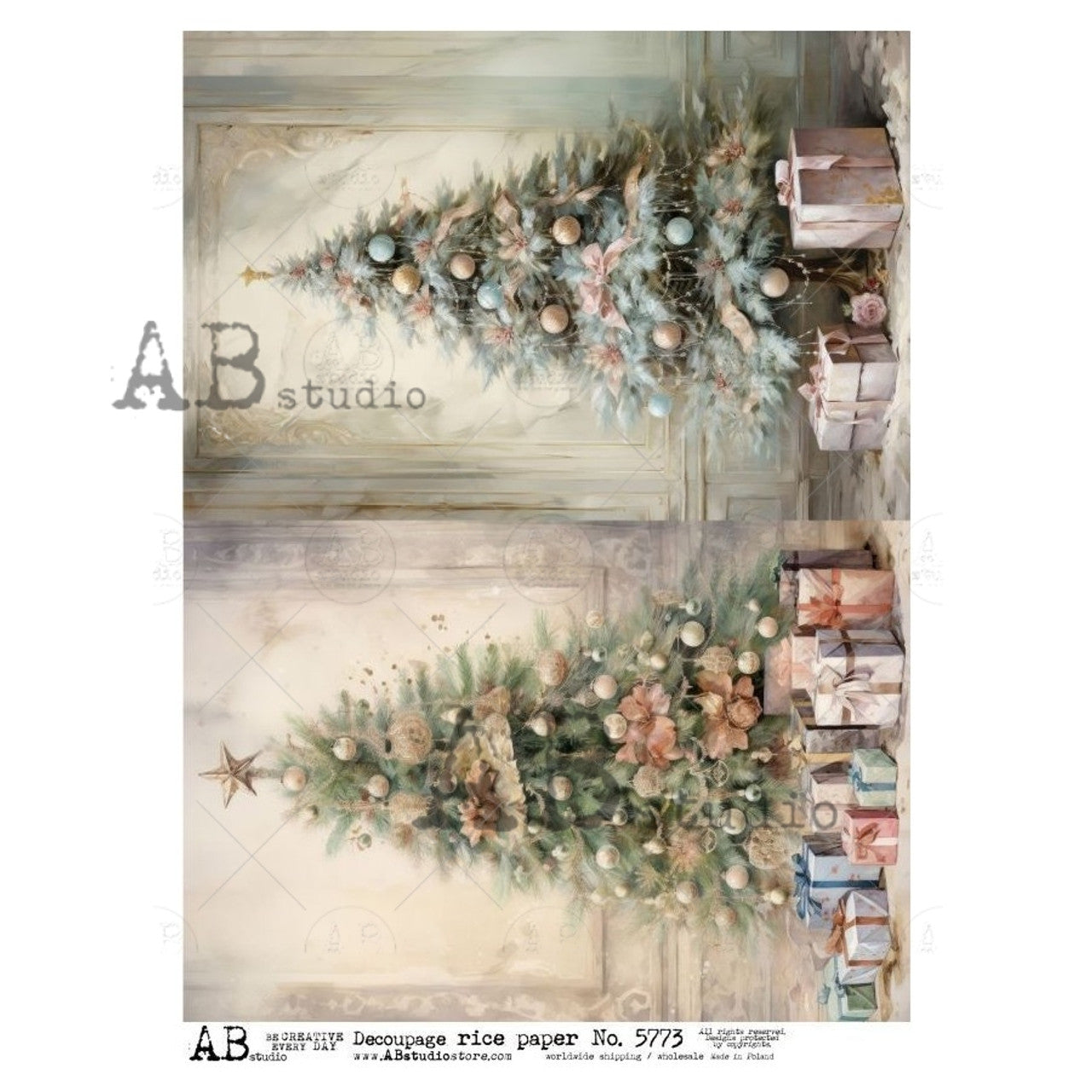 AB Studios Christmas Tree Two Pack A4 Rice Paper 5773