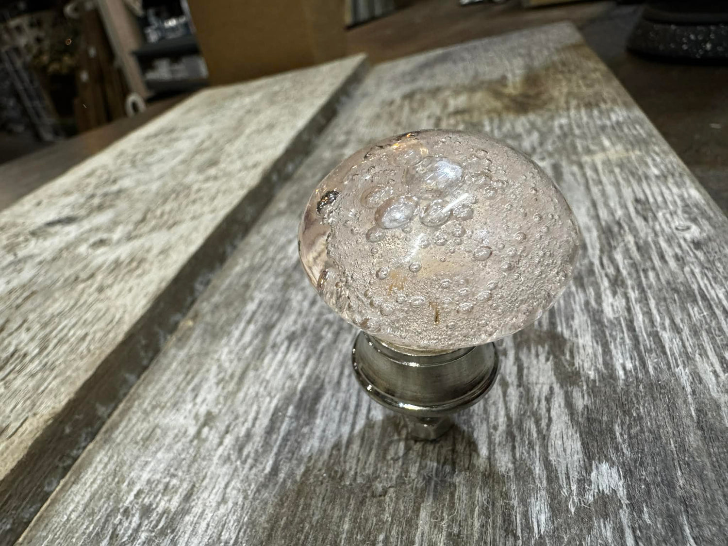 KNOB BUBBLE GLASS SOFT PINK