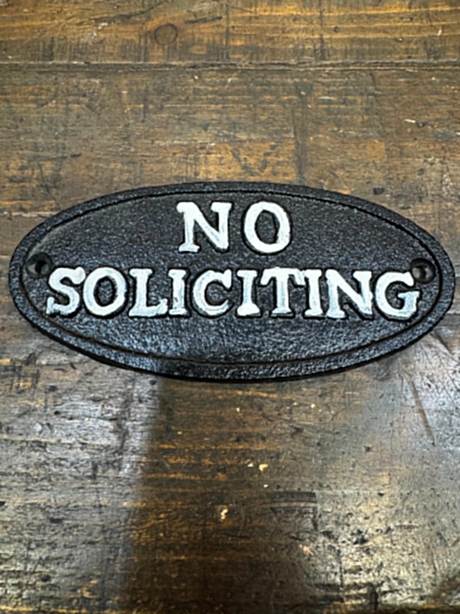 NO SOLICITING-CAST IRON SIGN
