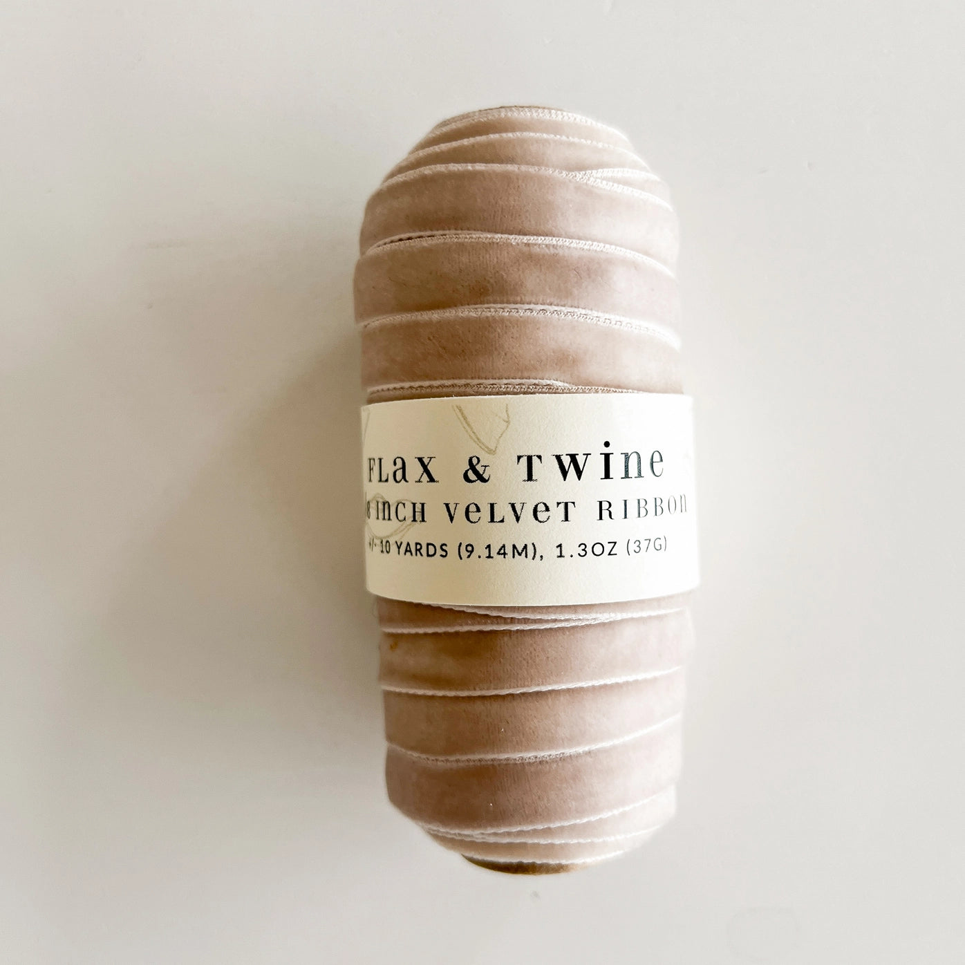 Flax & Twine 3/8" Velvet Ribbon - 10 Yards in the colour SHELL