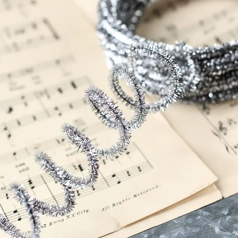 10 Yards Tinsel Skinny Wired Cord Garland-SILVER