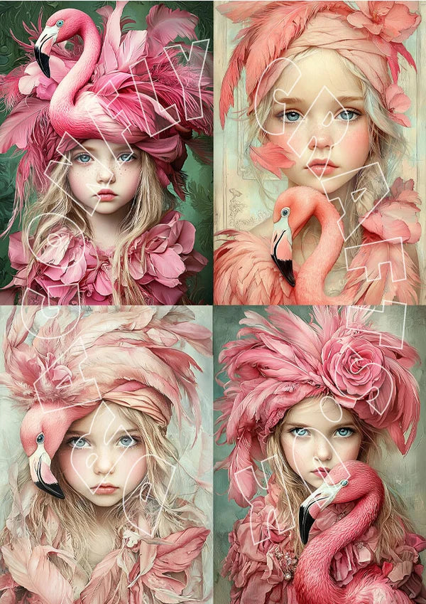 Flamingo Princess Multi Rice Paper - DragonflyCraftsUk