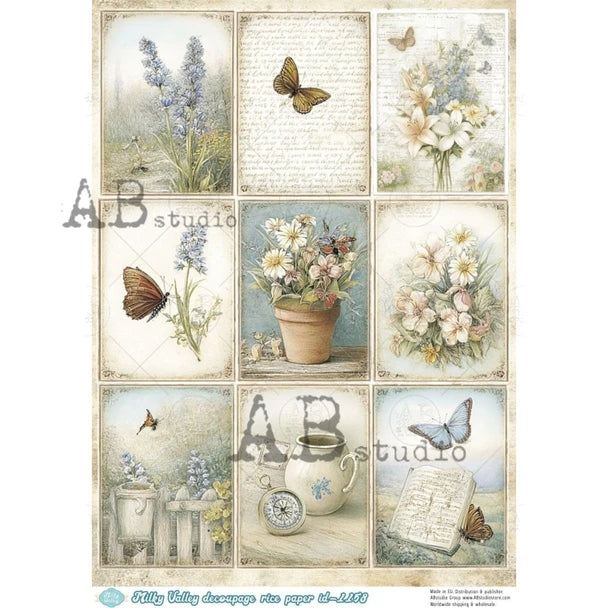 AB Studios Vintage Botanical Cards Rice Paper-1158