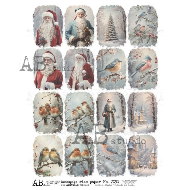AB Studios Vintage Winter Tags Rice Paper 7051