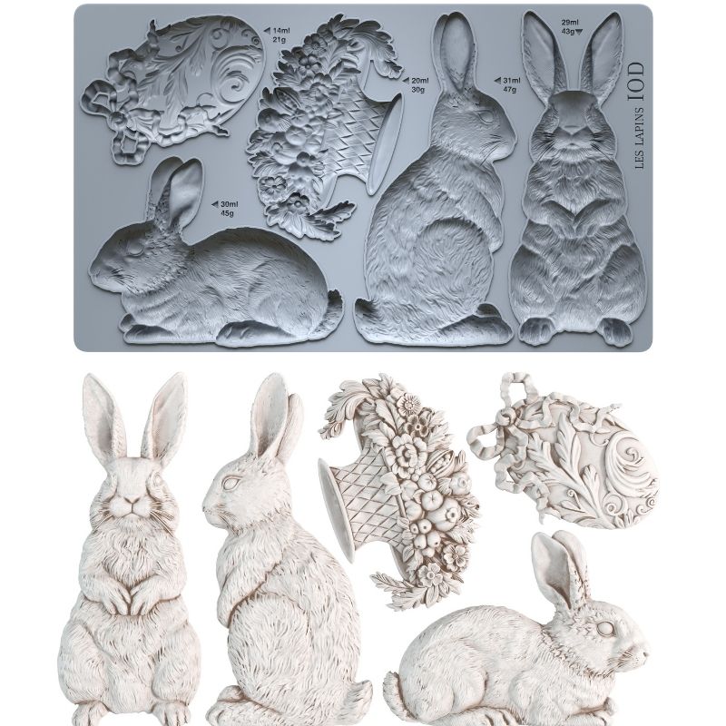 Les Lapins IOD Decor Mould (6″x10″)