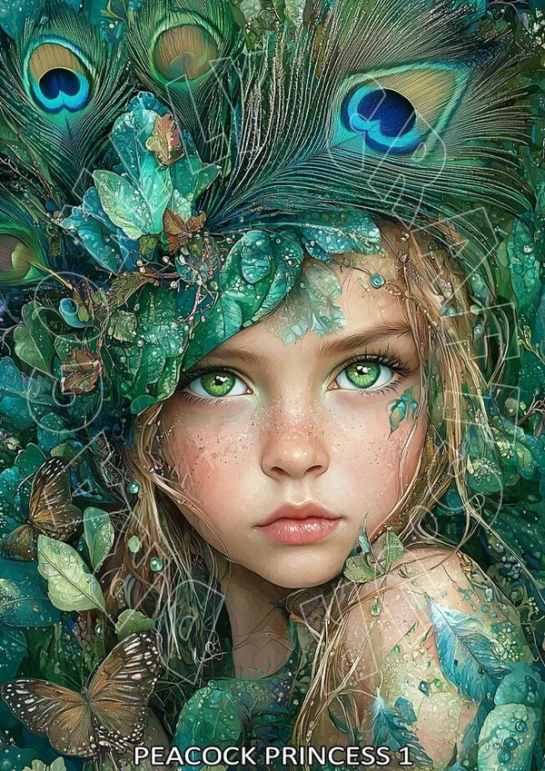 Peacock Princess 1 Rice Paper - DragonflyCraftsUk