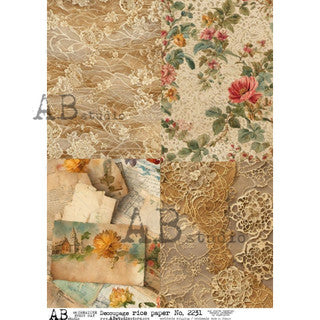 AB Studios Stained Tapestry Four Pack A4 Rice Paper  2231