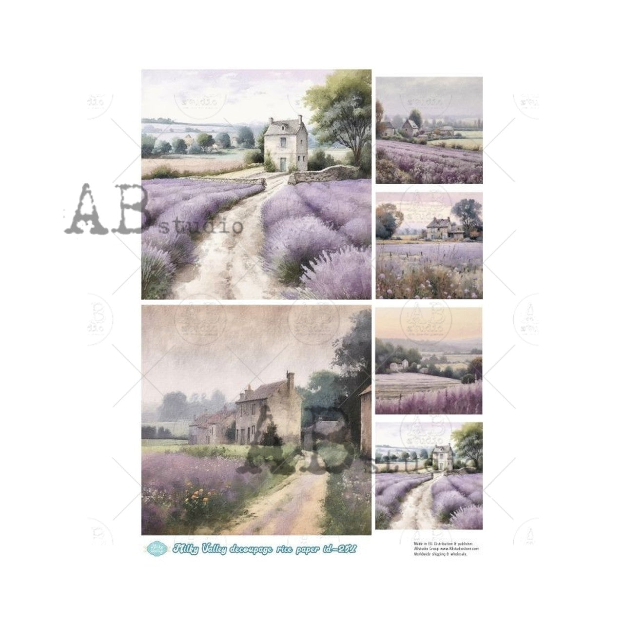 AB Studios Lavender Farmhouse Six Scenes A4 Rice Paper