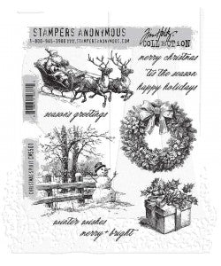 Tim Holtz Cling Mount Stamp: Christmas Spirit CMS501