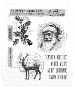 Tim Holtz Cling Mount Stamp: Festive Schematic CMS502