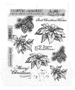 Tim Holtz Cling Mount Stamp: Holiday Botanical CMS503