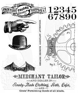 Tim Holtz Cling Stamps 7"X8.5"---DAPPER CMS267