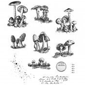 Tim Holtz Cling Stamps 7"X8.5"---TINY TOADSTOOLS CMS377