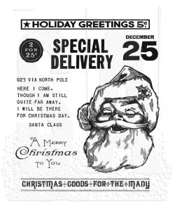 Tim Holtz Cling Stamps 7"X8.5"-JOLLY SANTA CMS442