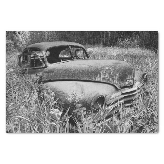 Vintage Rustic Black And White Car