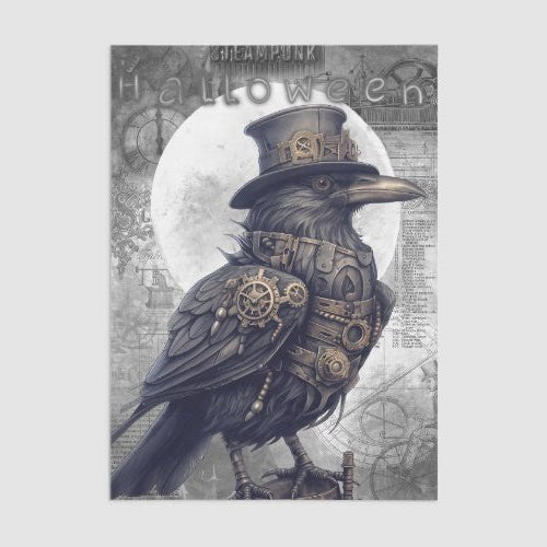 Steampunk Halloween Crow Raven Tissue Paper