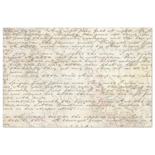 Vintage Hand Written Letter Script Map Decoupage T Tissue Paper