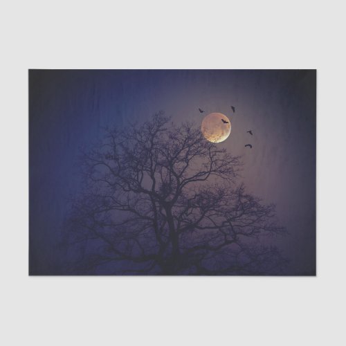 Halloween Tree Moon Crows Background Decoupage Tissue P