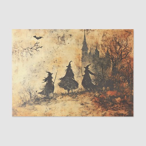 Vintage Decoupage Halloween Witches Tissue Paper