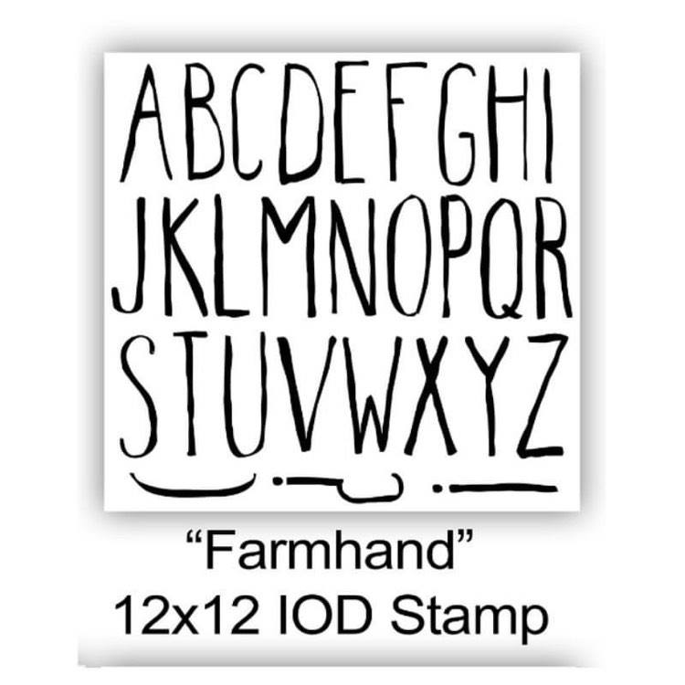IOD STAMP "Farmhand" 12"X12"   with MASKS