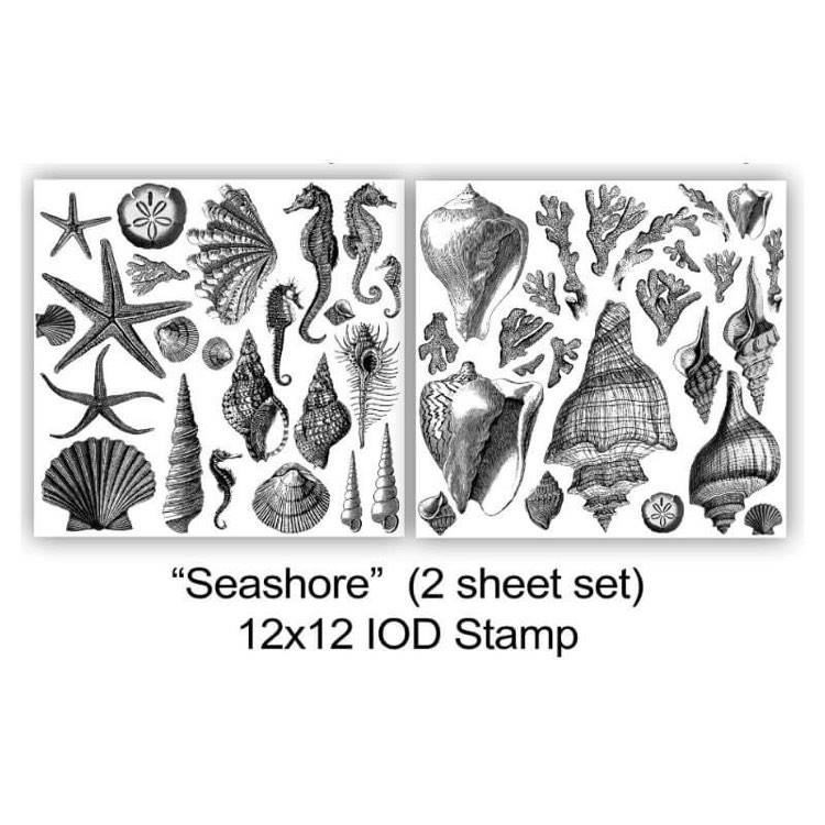 50% off---------IOD STAMP "Seashore" (2 SHEETS) 12"X12"  with MASKS--retiring