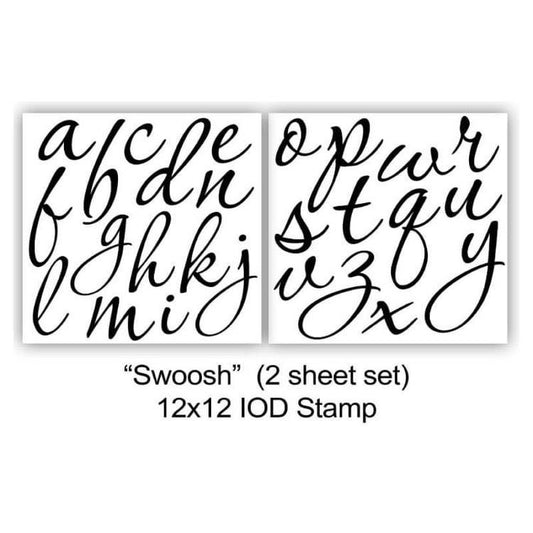 50% off----IOD STAMP "Swoosh" (2 SHEETS) 12"X12"  with MASKS---retiring