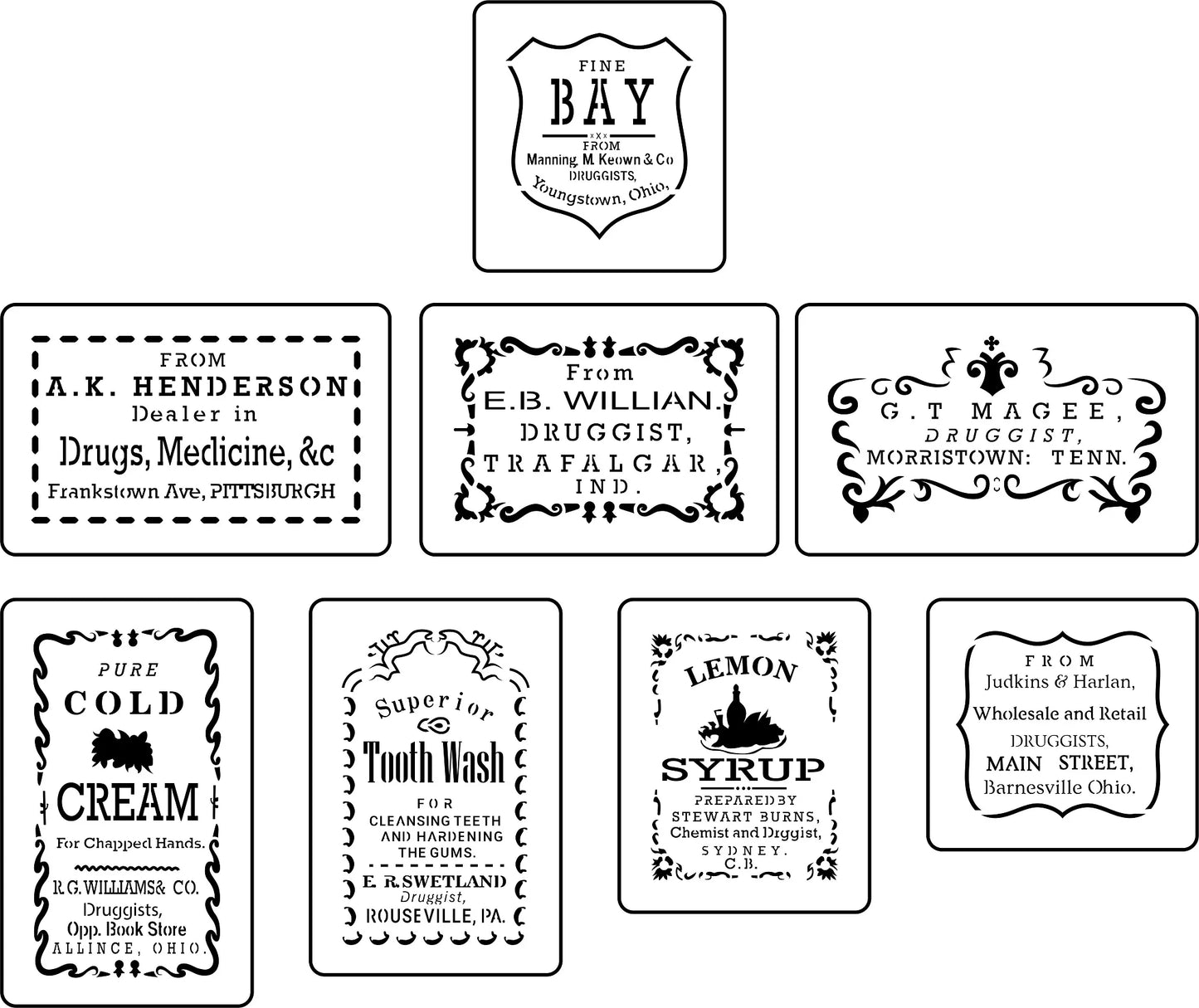 STENCIL -JRV --APOTHECARY LABELS