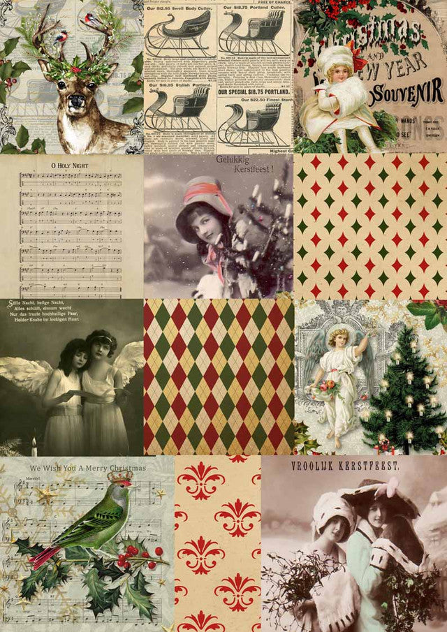 DECOUPAGE QUEEN-CHRISTMAS SQUARES-RICE PAPER
