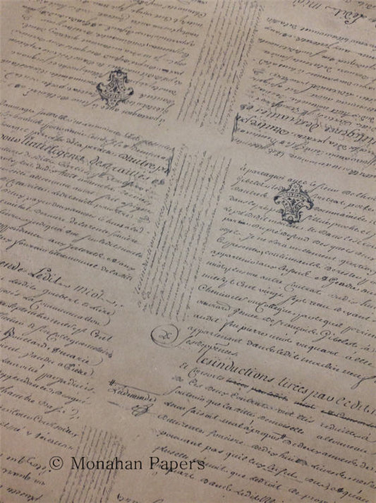 Monahan Papers FRENCH SCRIPT  --note..paper is WHITE