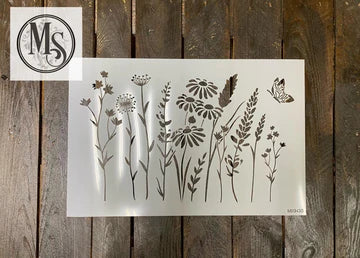 M0343 - WILD FLOWER GARDEN STENCIL -RENTAL ONLY-READ DETAILS BELOW