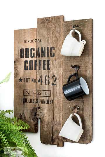 FJ092 Funky Junk Organic Coffee Stencil- STENCIL RENTAL ONLY-READ DETAILS BELOW
