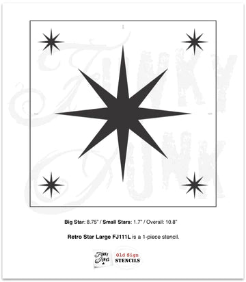 FJ111L Funky Junk Retro Star Large- STENCIL RENTAL ONLY-READ DETAILS BELOW