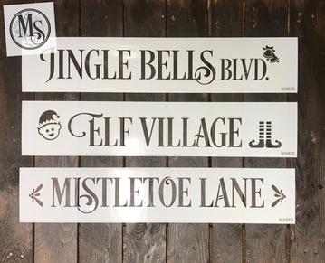 CHRISTMAS S0557 Christmas Direction/Street signs - 7 different -STENCIL RENTAL ONLY-READ DETAILS BELOW
