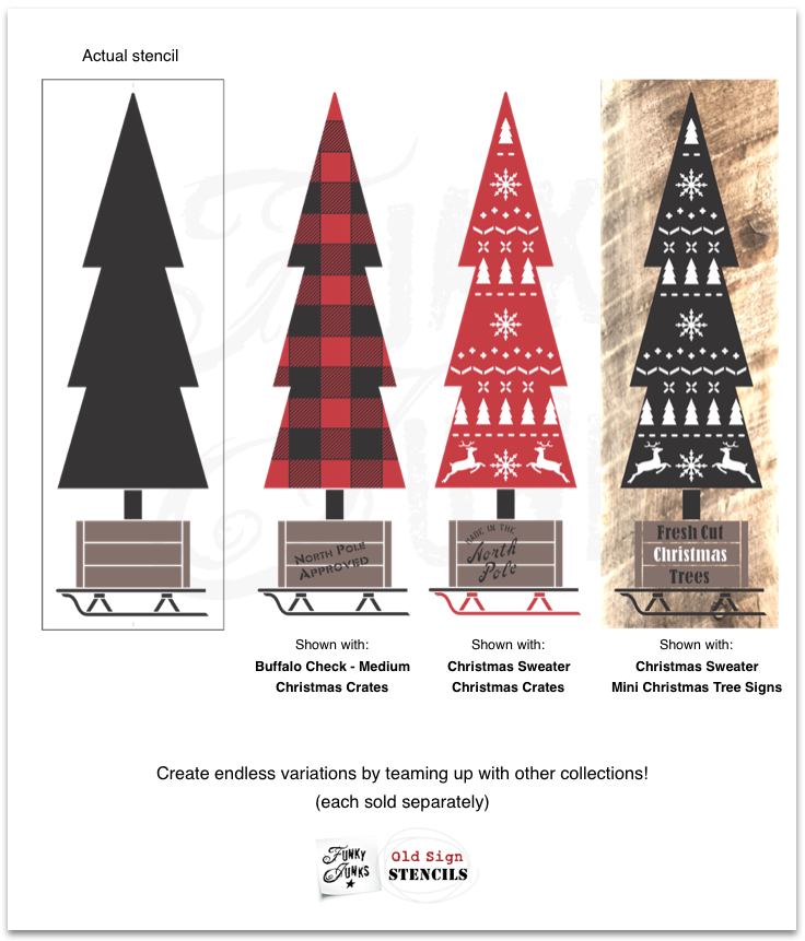 CHRISTMAS FJ87 Tall Christmas Tree in Crate - STENCIL RENTAL ONLY-READ DETAILS BELOW