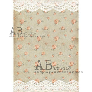 AB Studios Rice Paper Shabby Rose Wallpaper Pattern #393 8"x11"