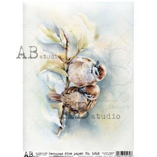AB Studios Watercolor Bird Pair A4 Rice Paper-8"x11"-1263