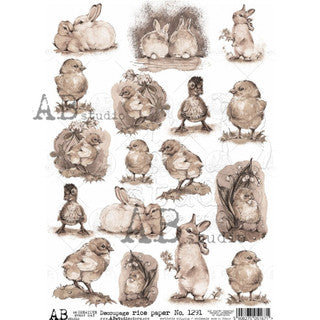 AB Studios Sepia Easter Minis A4 Rice Paper-8"x11"-1291